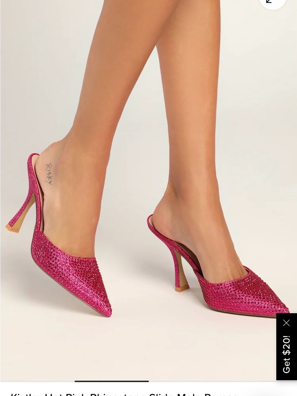 Lulu's Kistler Hot Pink Rhinestone Pointed Slide Mules size 8.5 - Picture 2 of 8